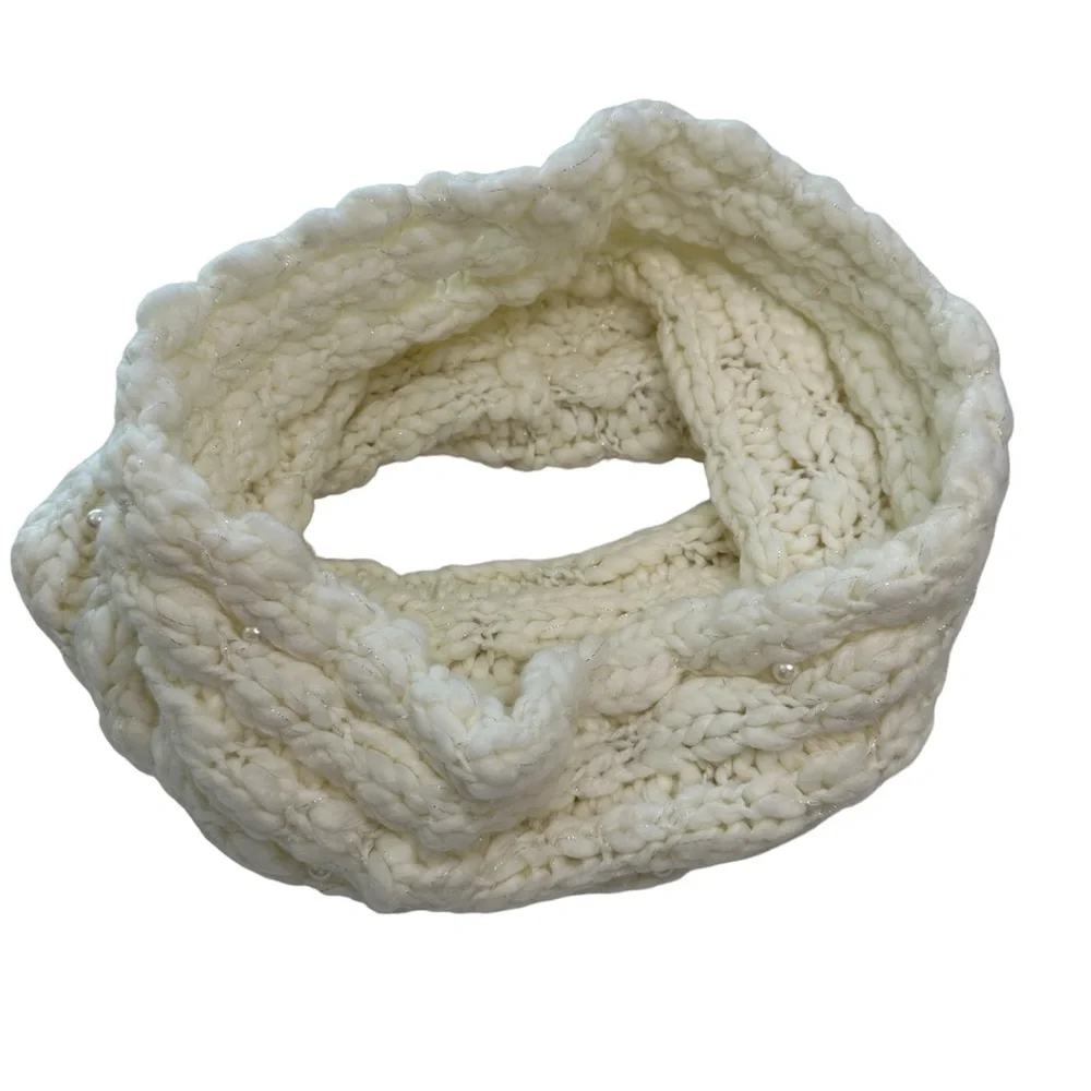 Ann Taylor Infinity Scarf Cable Knit Pearl Cream Women’s Accessories NWOT